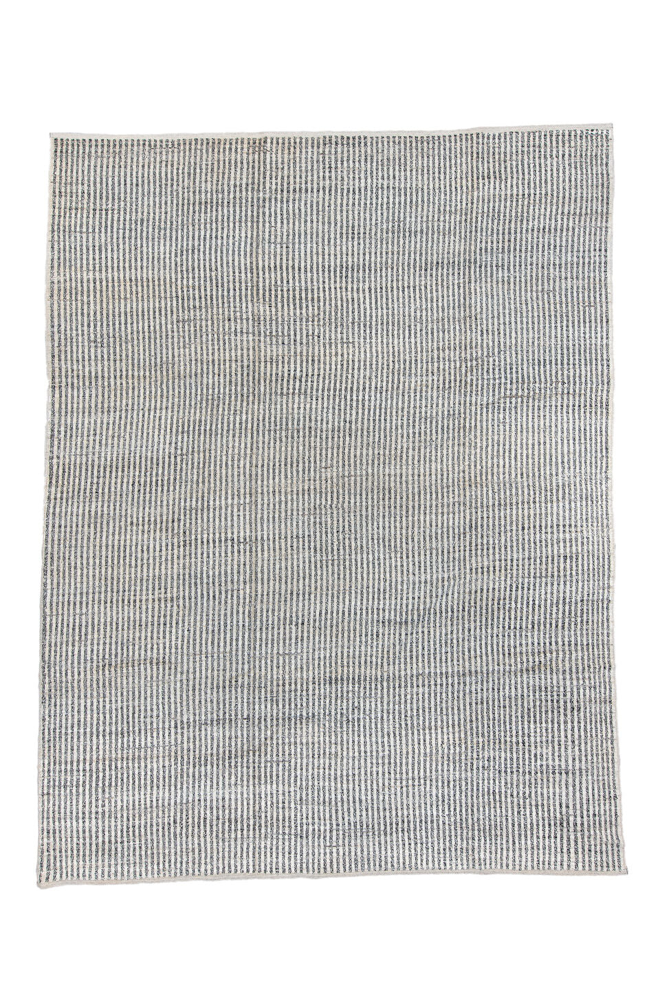 9' x 12' one-of-a-kind handmade vintage Tulu large size rug. Color palette: black, blue, charcoal, dark gray, dim gray