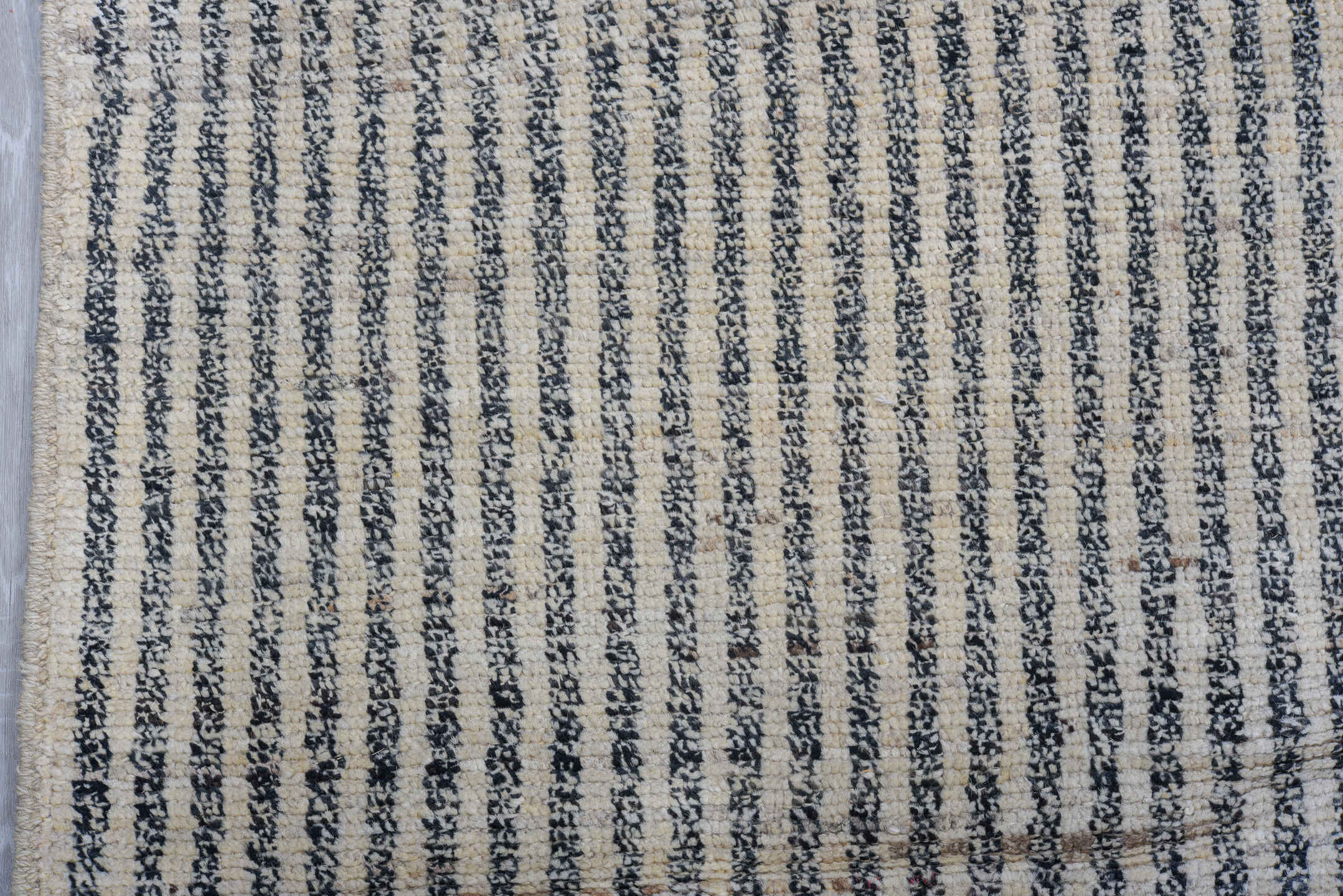 9' x 12' one-of-a-kind handmade vintage Tulu large size rug. Color palette: ivory, charcoal, gray, black