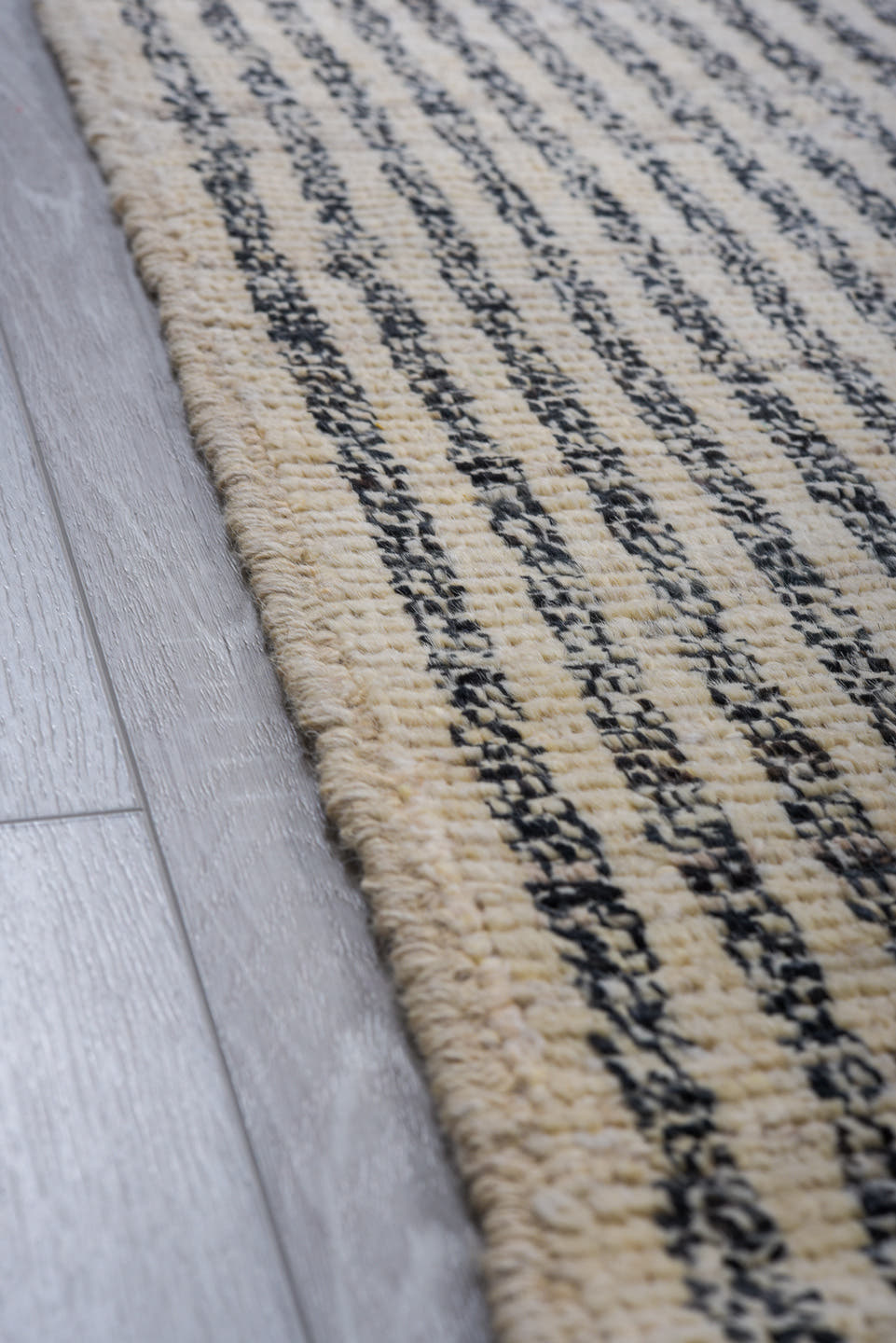9' x 12' one-of-a-kind handmade vintage Tulu large size rug. Color palette: ivory, charcoal, gray, black