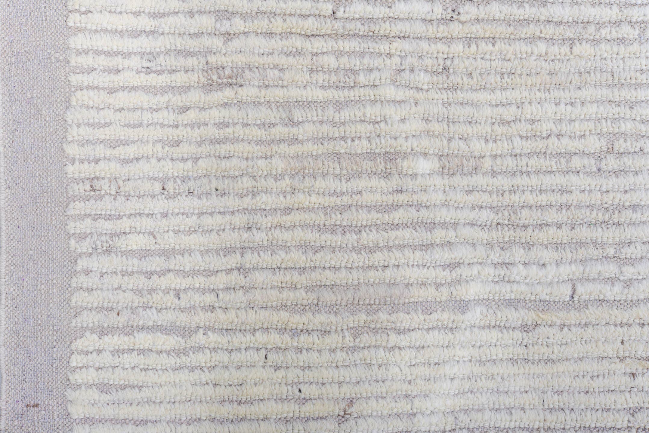 10' x 14' one-of-a-kind handmade vintage Tulu large size rug. Color palette: ivory, cream, taupe, light gray, pale lavender