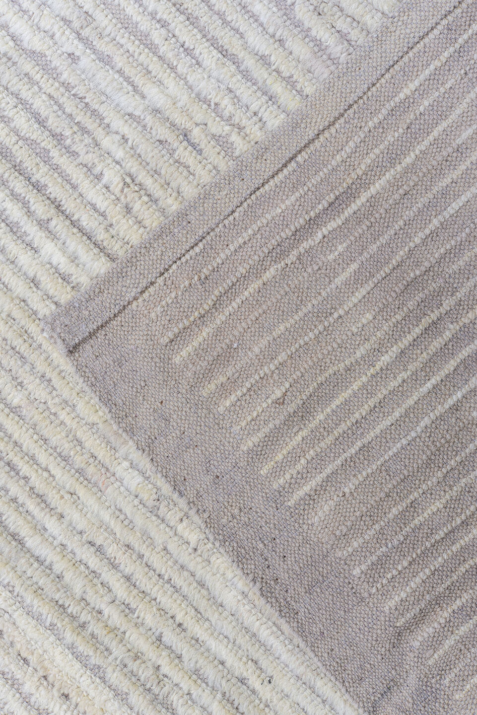 10' x 14' one-of-a-kind handmade vintage Tulu large size rug. Color palette: ivory, cream, taupe, light gray, pale lavender