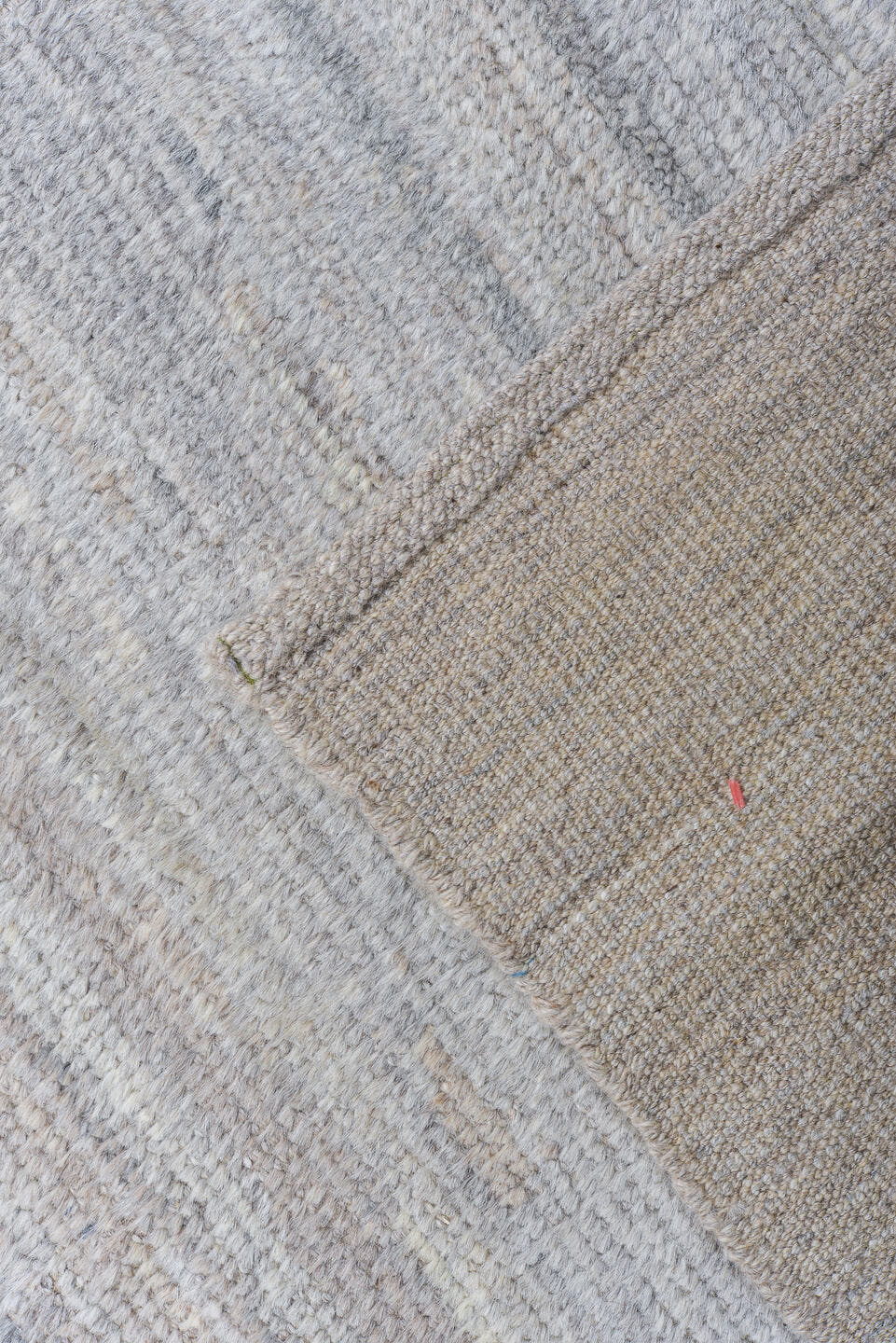 9' x 14' one-of-a-kind handmade vintage Tulu large size rug. Color palette: pale blue, ivory, light gray, taupe, light blue