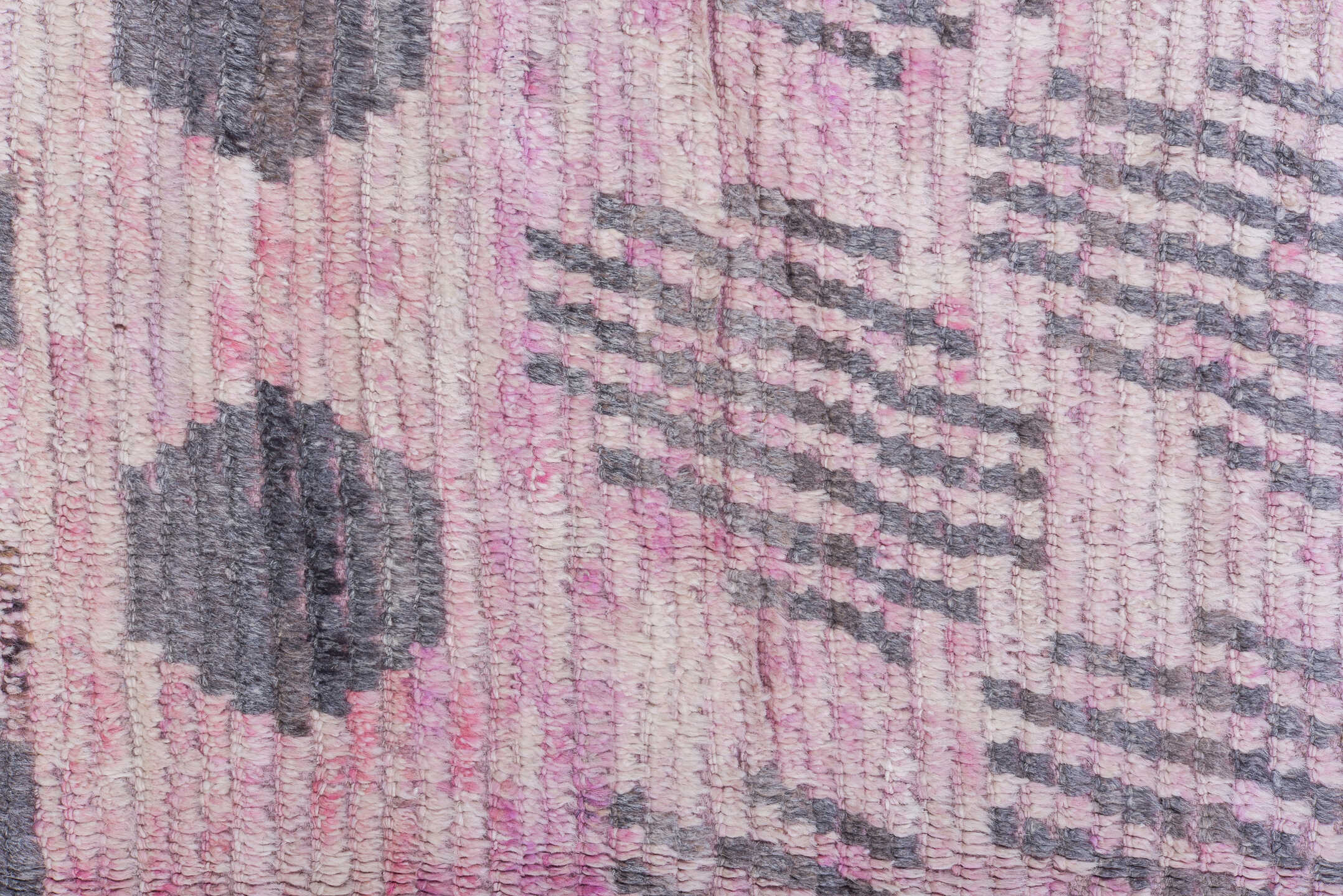 12' x 15' one-of-a-kind handmade vintage Tulu oversize rug. Color palette: black, blue, gainsboro, gray, lavender