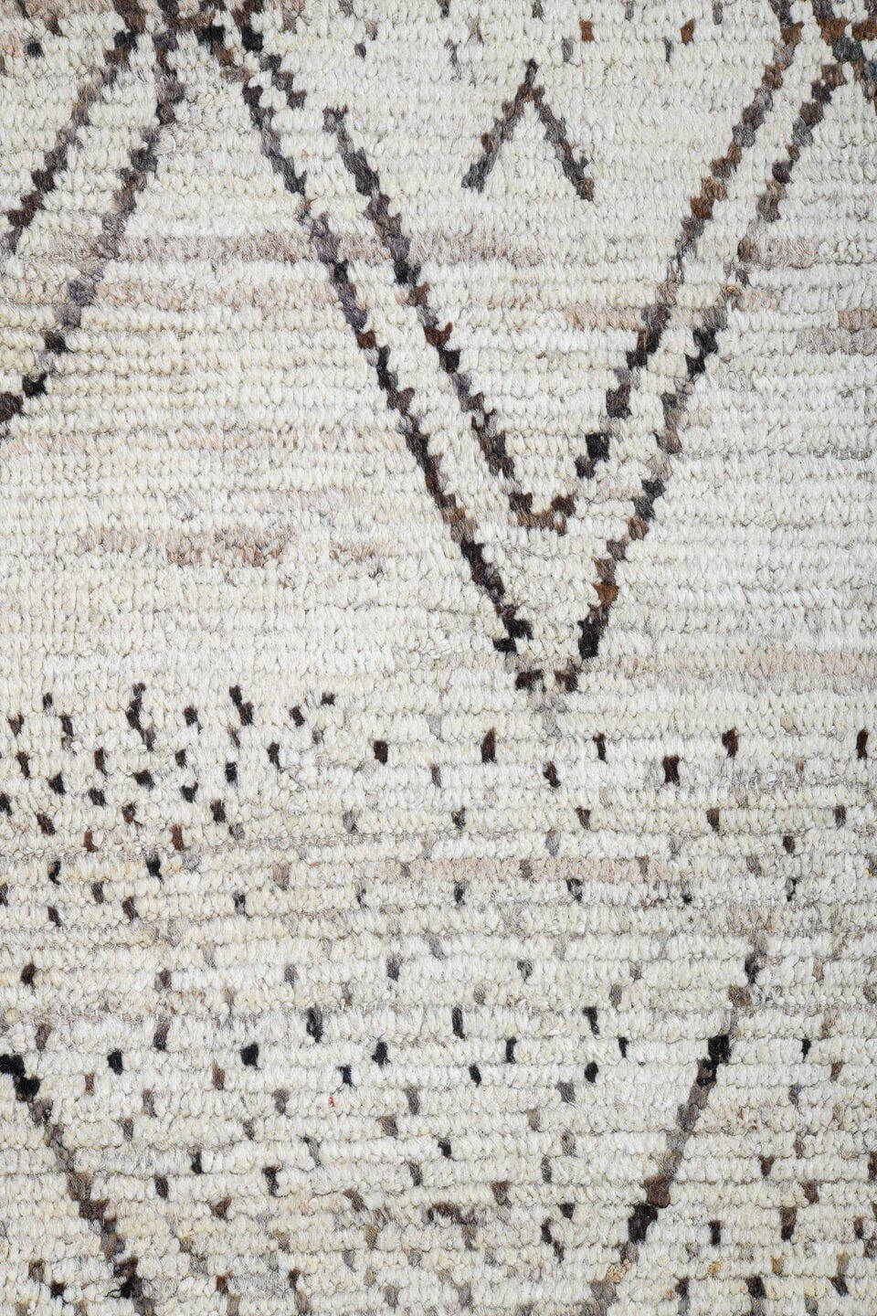10' x 13' one-of-a-kind handmade vintage Tulu large size rug. Color palette: ivory, taupe, cream, gray, beige