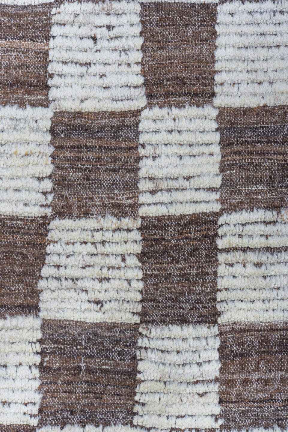 10' x 11' one-of-a-kind handmade vintage Tulu large size rug. Color palette: ivory, brown, taupe, beige, gray