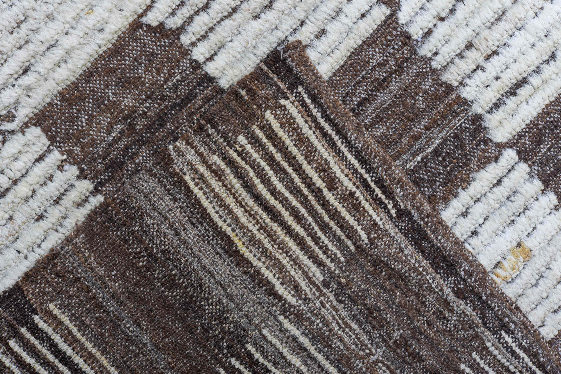 10' x 11' one-of-a-kind handmade vintage Tulu large size rug. Color palette: ivory, brown, taupe, beige, gray