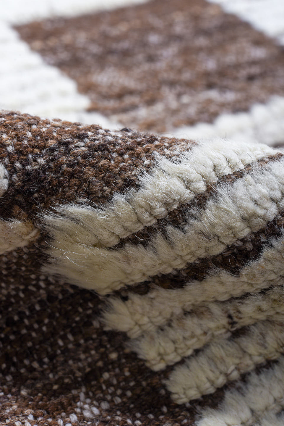 10' x 11' one-of-a-kind handmade vintage Tulu large size rug. Color palette: ivory, brown, taupe, beige, gray