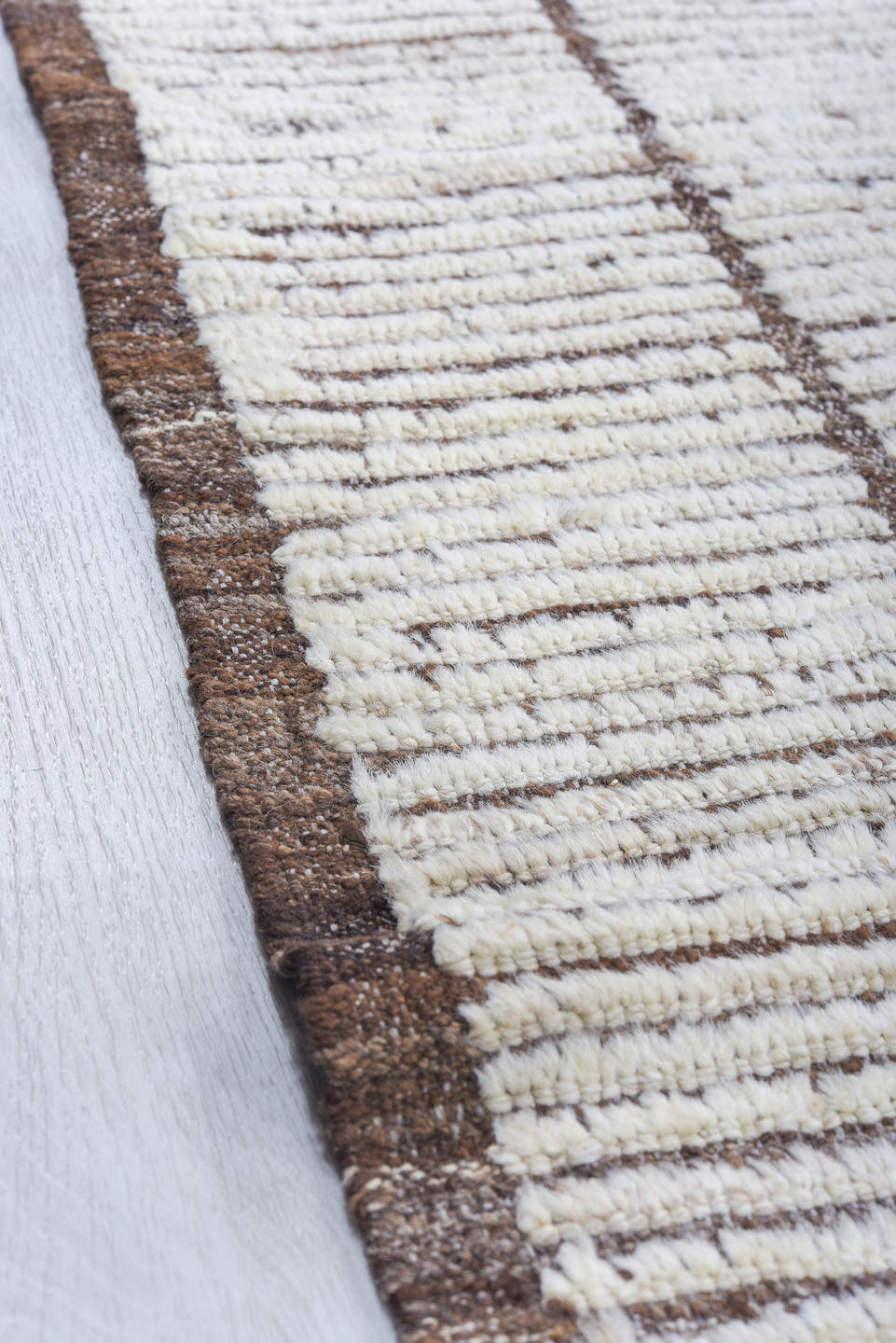 10' x 11' one-of-a-kind handmade vintage Tulu large size rug. Color palette: ivory, brown, taupe, beige, gray