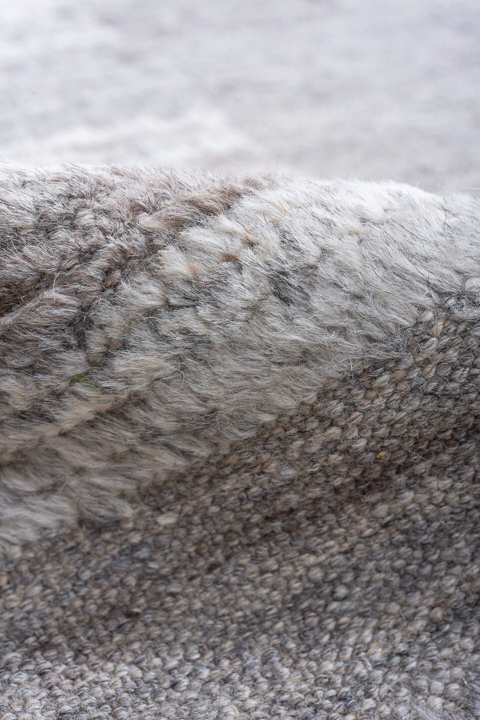 13' x 15' one-of-a-kind handmade vintage Tulu oversize rug. Color palette: silver, ivory, light gray, pewter, gray
