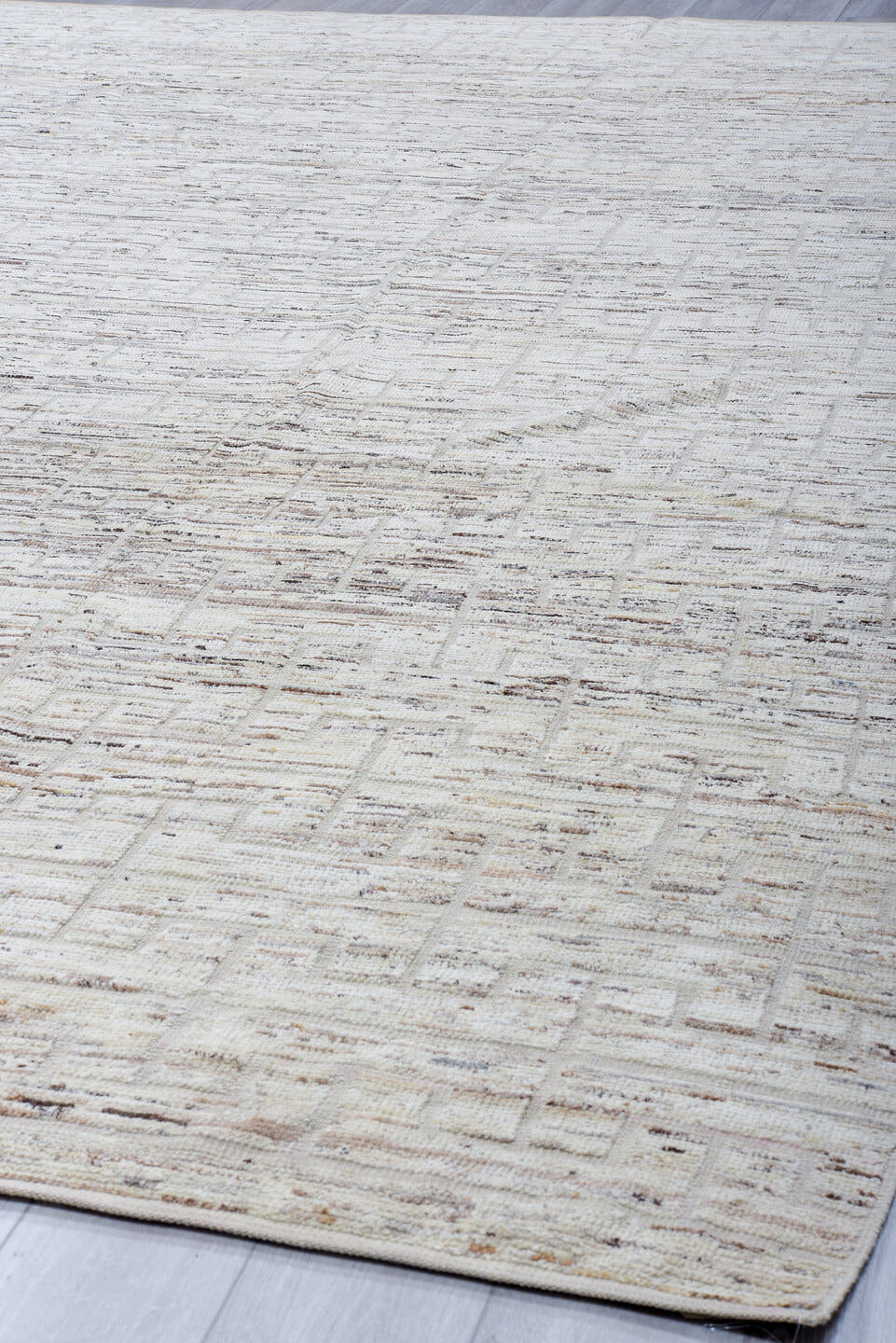 10' x 14' one-of-a-kind handmade vintage Tulu large size rug. Color palette: ivory, beige, taupe, gray, camel