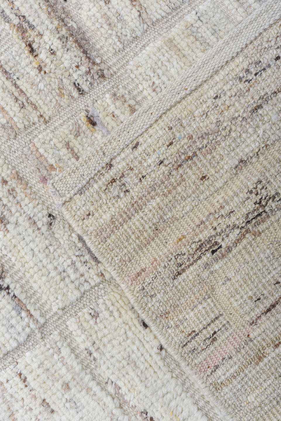 10' x 14' one-of-a-kind handmade vintage Tulu large size rug. Color palette: ivory, beige, taupe, gray, camel