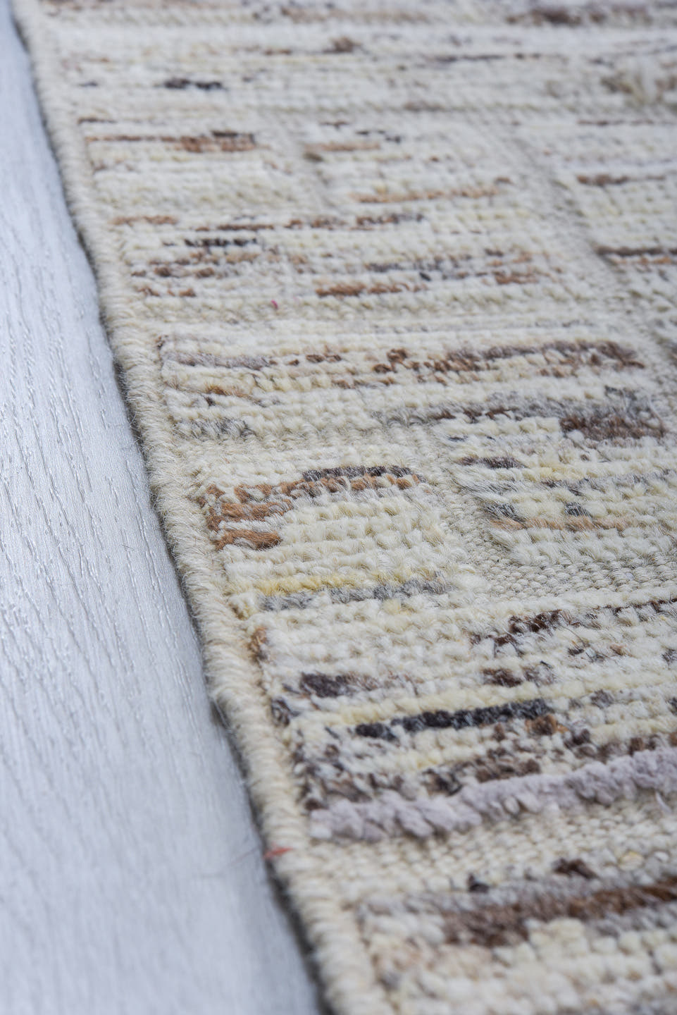 10' x 14' one-of-a-kind handmade vintage Tulu large size rug. Color palette: ivory, beige, taupe, gray, camel
