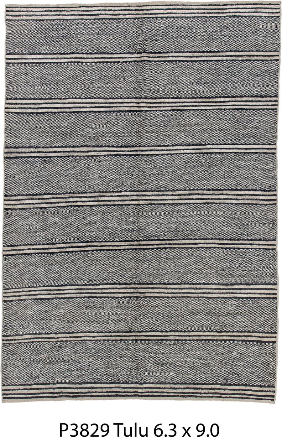 6' x 9' one-of-a-kind handmade vintage Tulu medium size rug. Color palette: charcoal, ivory, gray, black