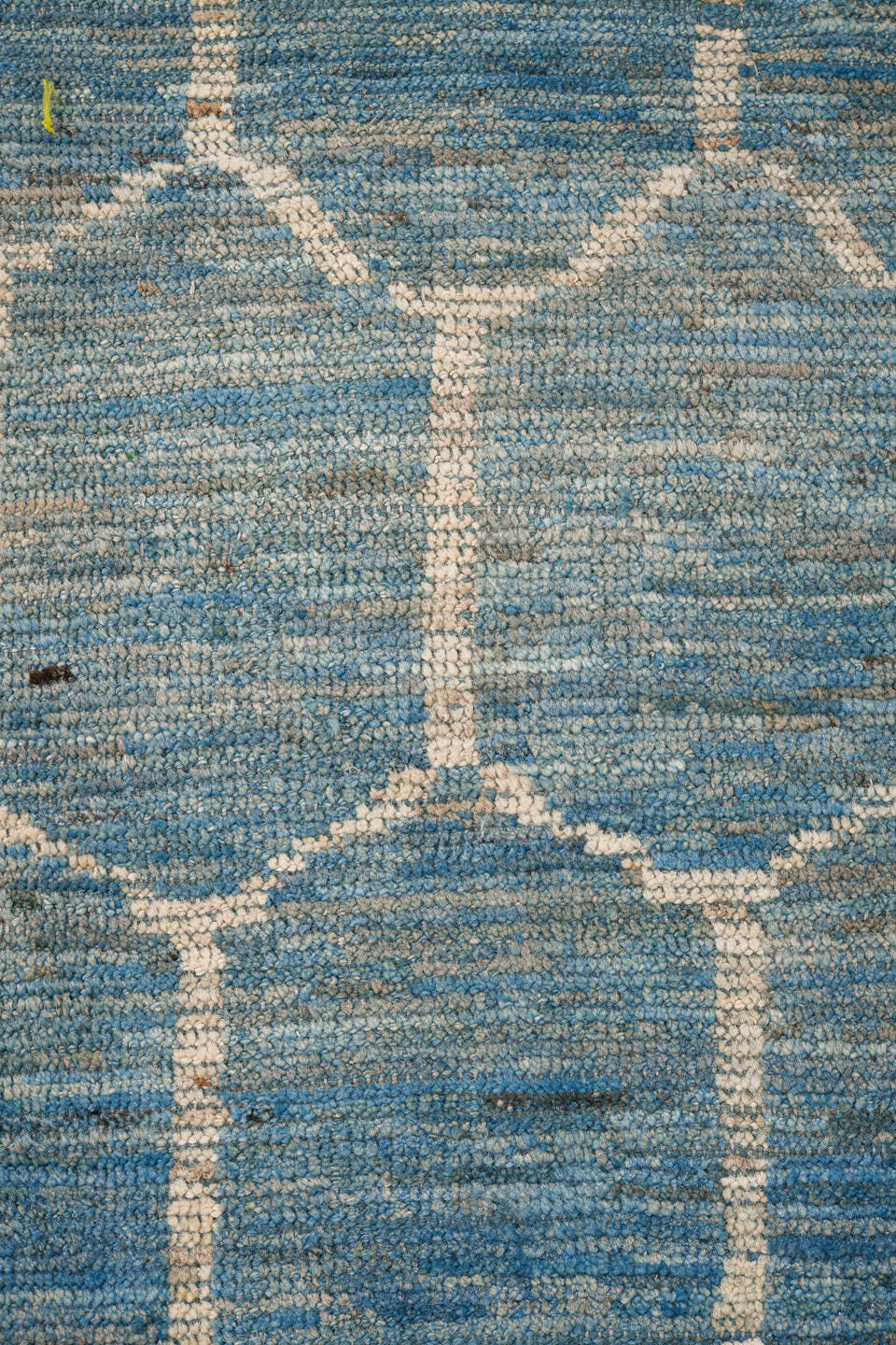 10' x 13' one-of-a-kind handmade vintage Tulu large size rug. Color palette: sky blue, ivory, slate, cream, light blue, gray