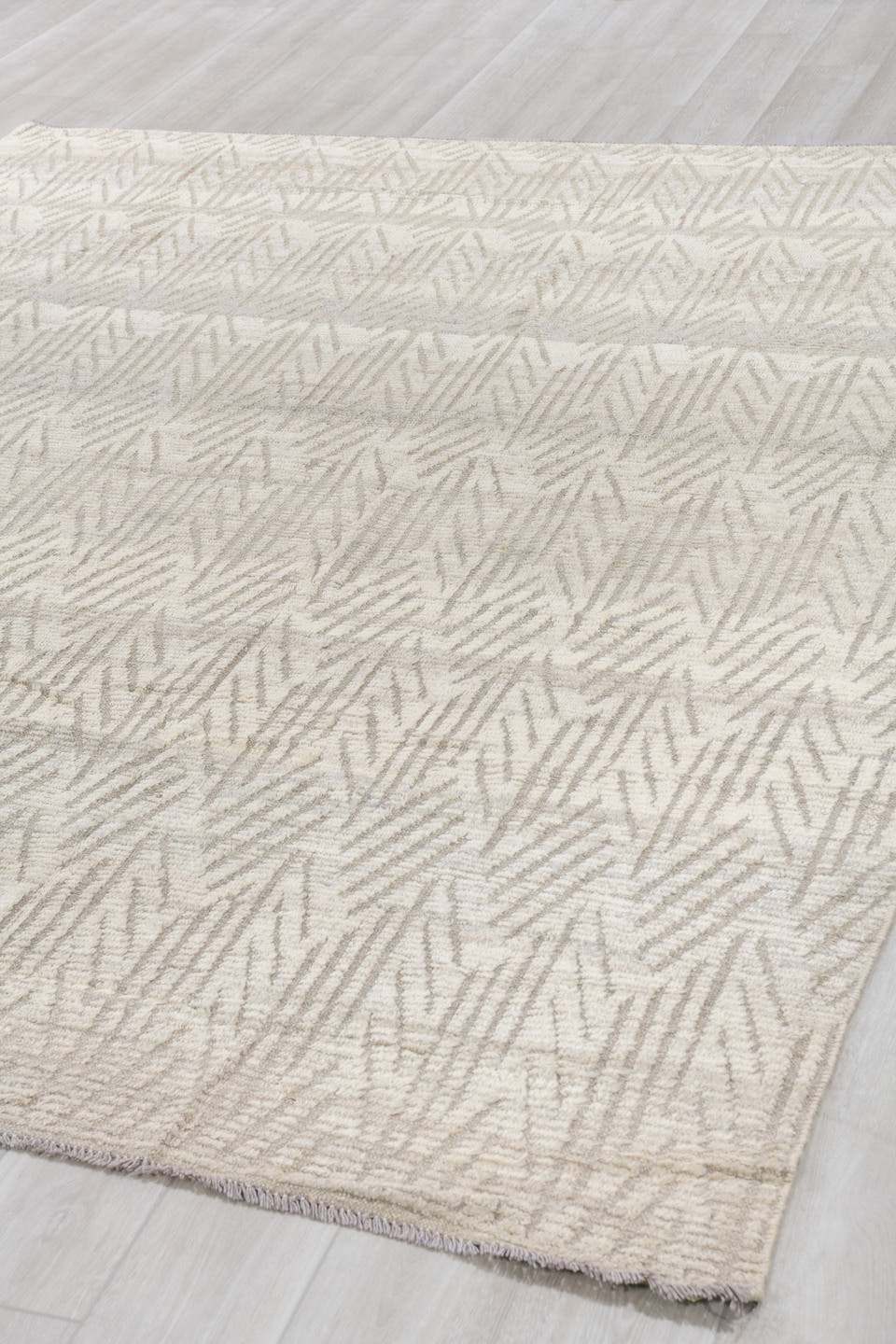 8' x 9' one-of-a-kind handmade vintage Tulu rug. Color palette: ivory, taupe, cream, beige, gray