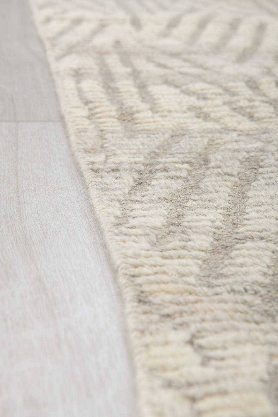 8' x 9' one-of-a-kind handmade vintage Tulu rug. Color palette: ivory, taupe, cream, beige, gray