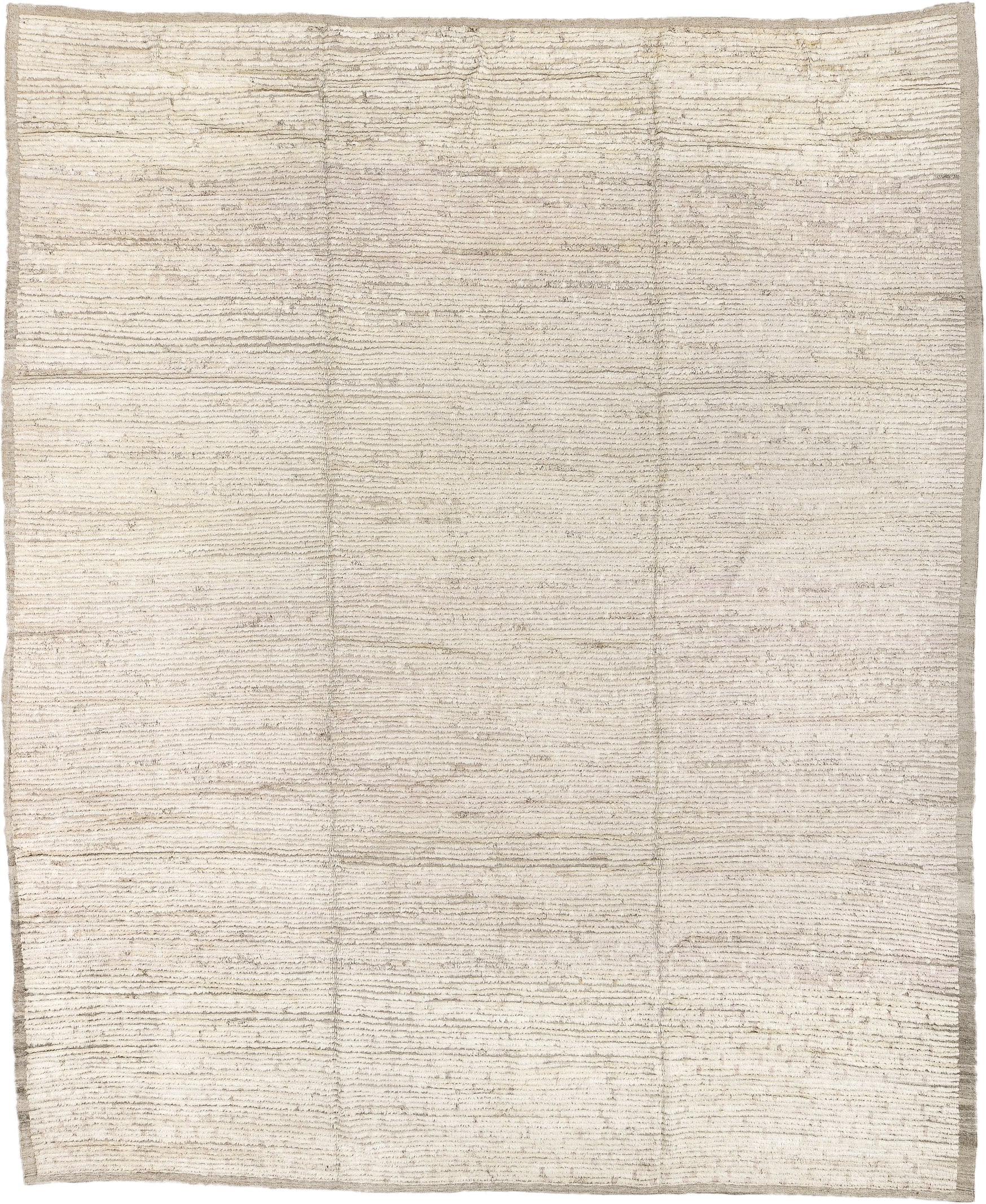 10' x 12' one-of-a-kind handmade vintage Tulu large size rug. Color palette: ivory, taupe, cream, beige, light gray, gray