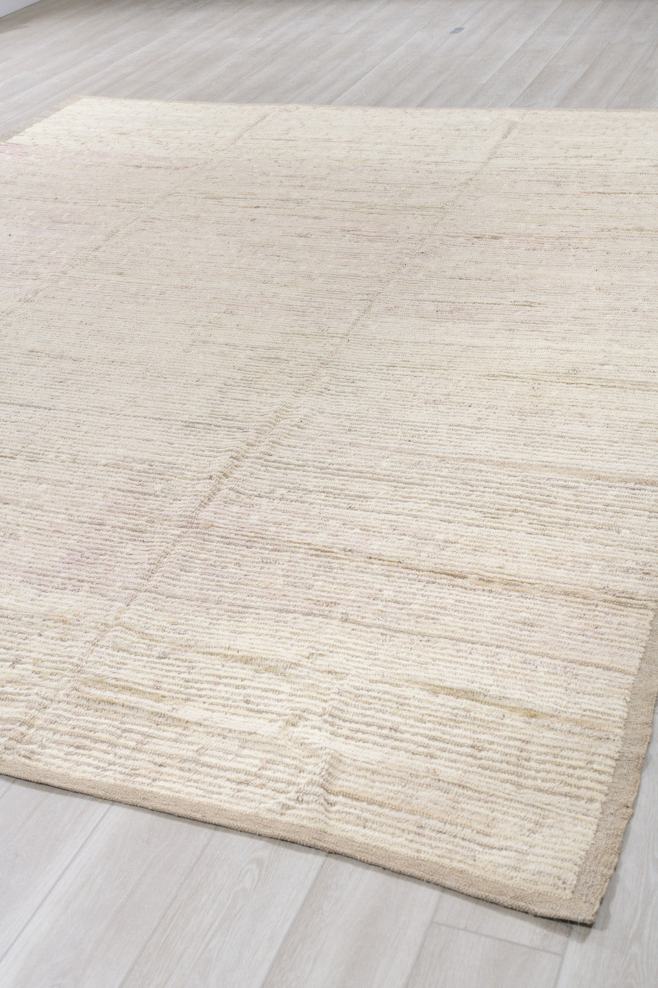 10' x 12' one-of-a-kind handmade vintage Tulu large size rug. Color palette: ivory, taupe, cream, beige, light gray, gray