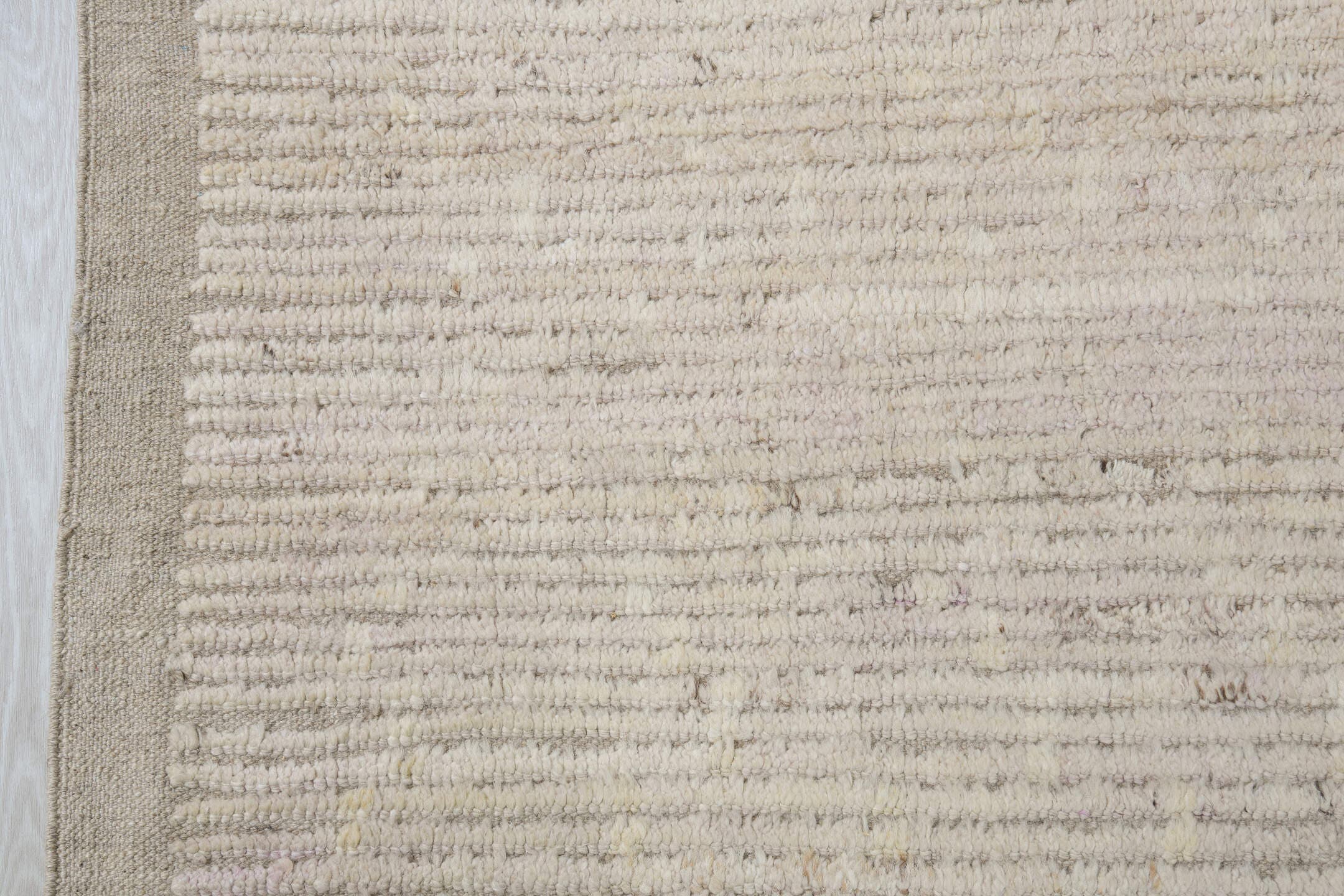 10' x 12' one-of-a-kind handmade vintage Tulu large size rug. Color palette: ivory, taupe, cream, beige, light gray, gray