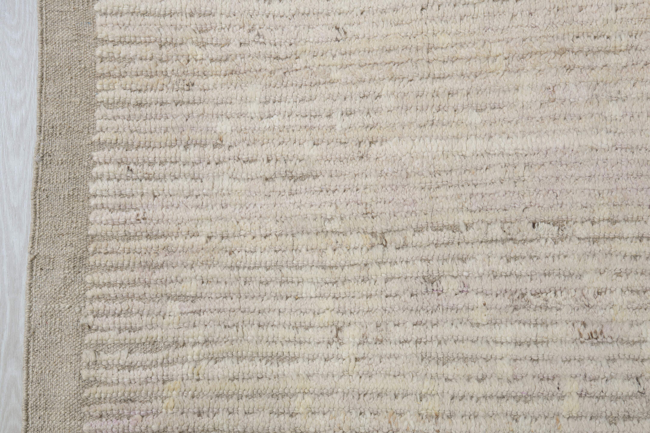 10' x 12' one-of-a-kind handmade vintage Tulu large size rug. Color palette: ivory, taupe, cream, beige, light gray, gray