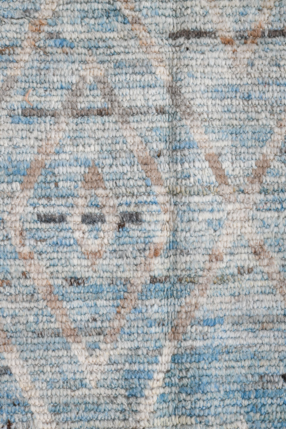 5' x 21' one-of-a-kind handmade vintage Tulu rug. Color palette: black, blue, dark gray, dim gray, gainsboro, gray