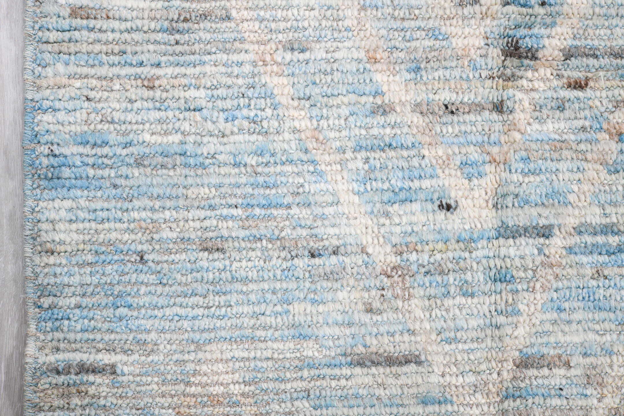 5' x 21' one-of-a-kind handmade vintage Tulu rug. Color palette: black, blue, dark gray, dim gray, gainsboro, gray