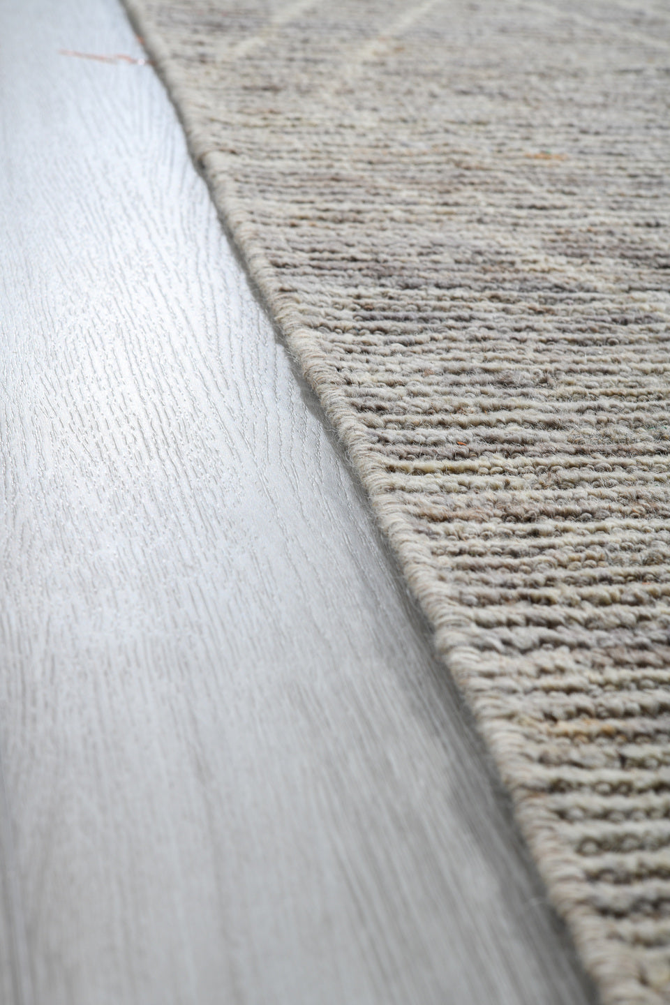 3' x 16' one-of-a-kind handmade vintage Tulu runner rug. Color palette: ivory, light gray, taupe, greige, beige, gray