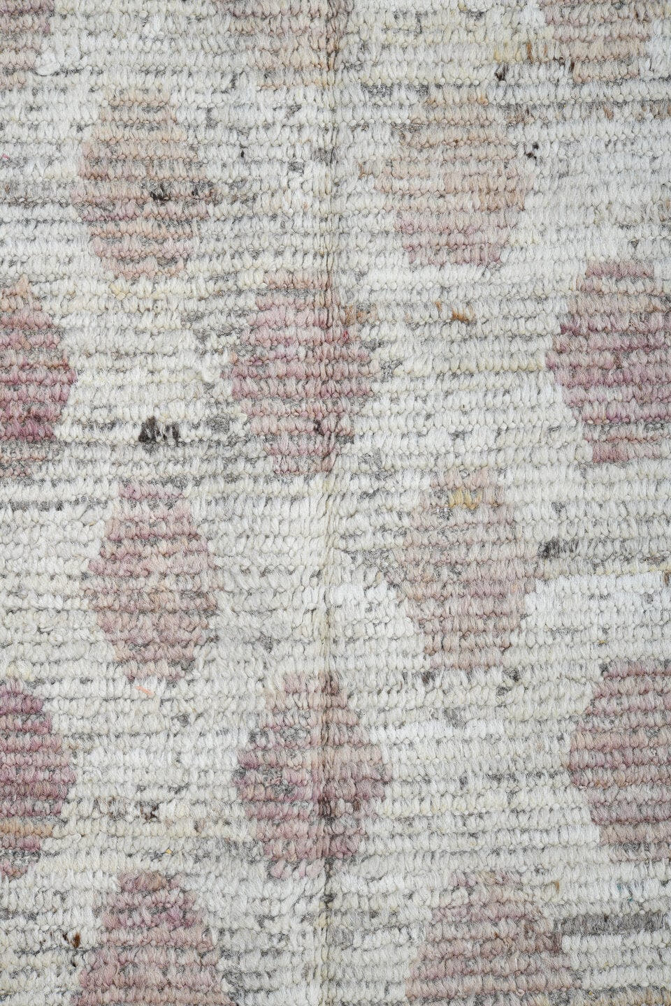 3' x 19' one-of-a-kind handmade vintage Tulu runner rug. Color palette: ivory, blush, taupe, rose, cream, pink, beige, gray