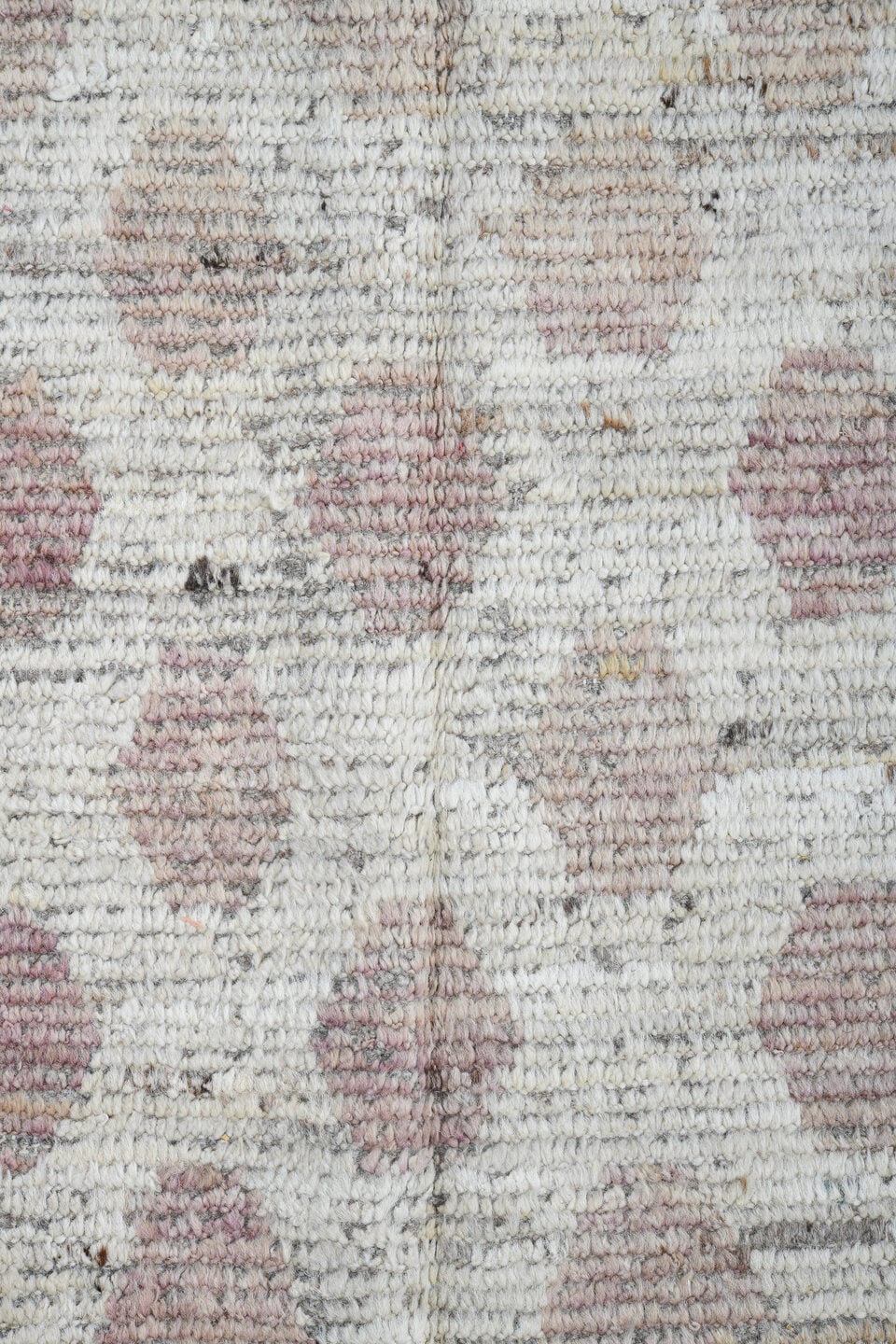 3' x 19' one-of-a-kind handmade vintage Tulu runner rug. Color palette: ivory, blush, taupe, rose, cream, pink, beige, gray