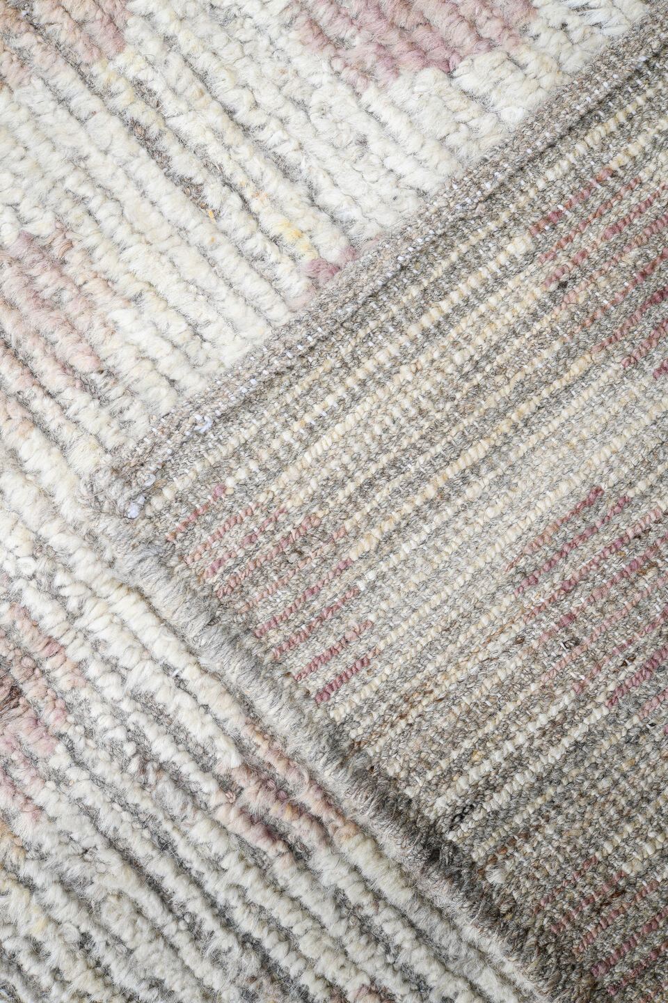 3' x 19' one-of-a-kind handmade vintage Tulu runner rug. Color palette: ivory, blush, taupe, rose, cream, pink, beige, gray
