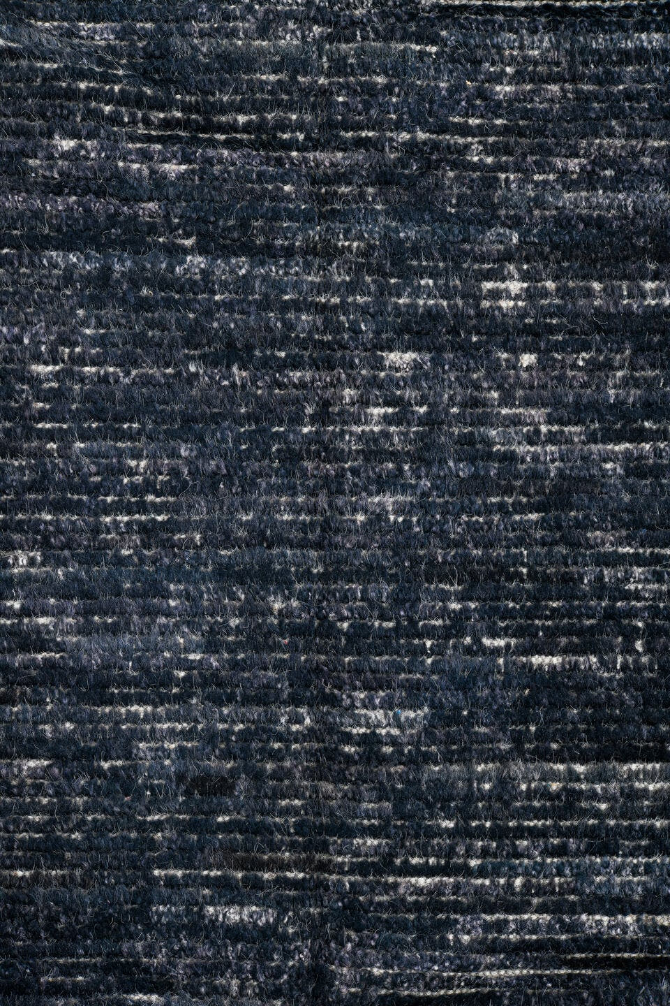 2' x 16' one-of-a-kind handmade vintage Tulu runner rug. Color palette: charcoal, ivory, slate, blue gray, black, gray, blue