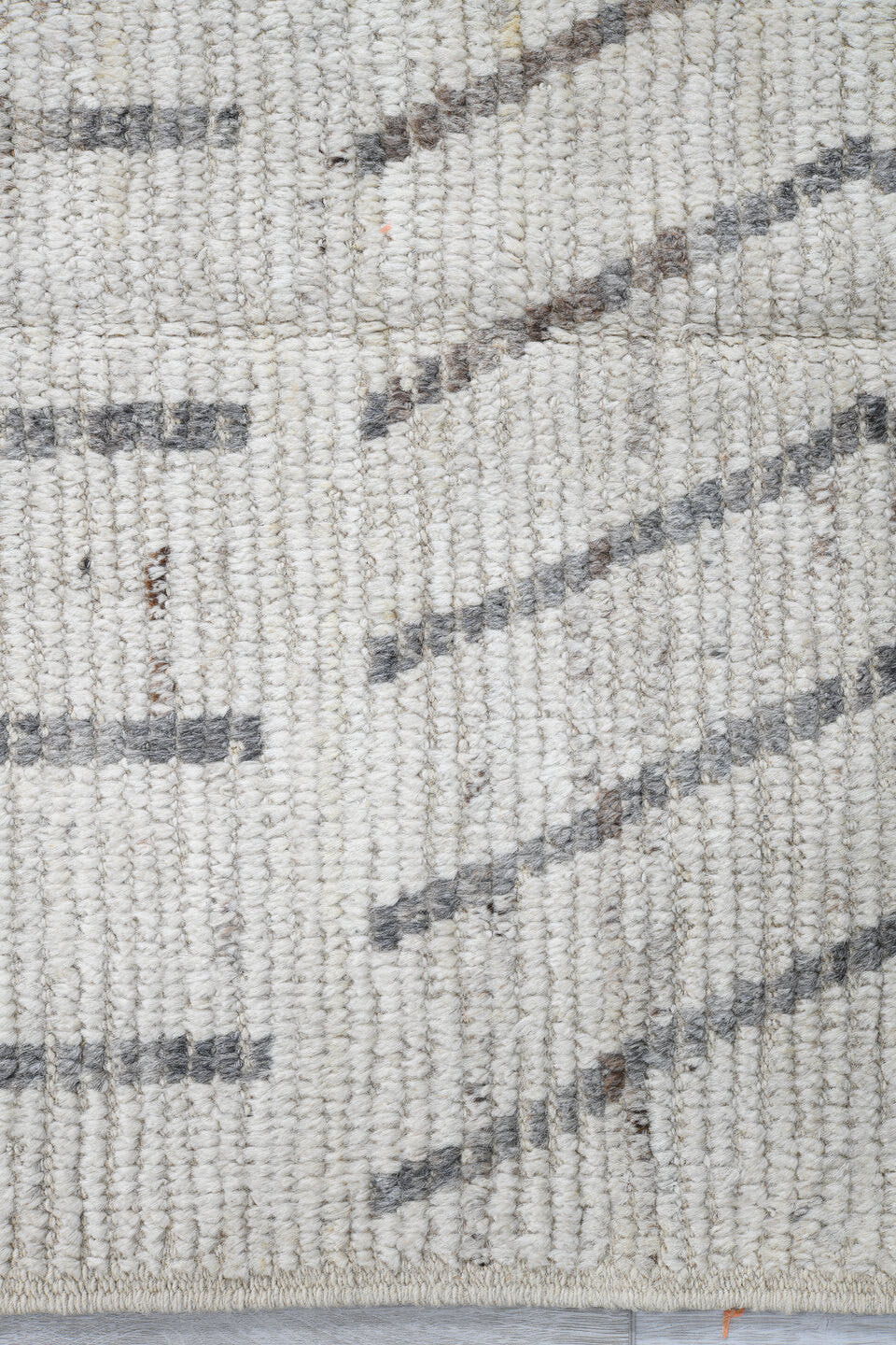 4' x 19' one-of-a-kind handmade vintage Tulu runner rug. Color palette: ivory, light gray, taupe, cream, beige, gray