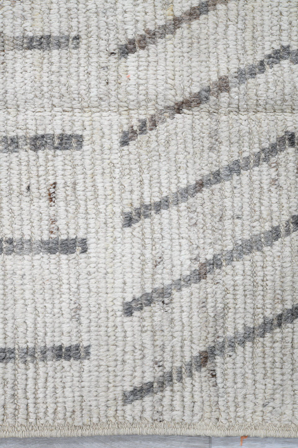 4' x 19' one-of-a-kind handmade vintage Tulu runner rug. Color palette: ivory, light gray, taupe, cream, beige, gray