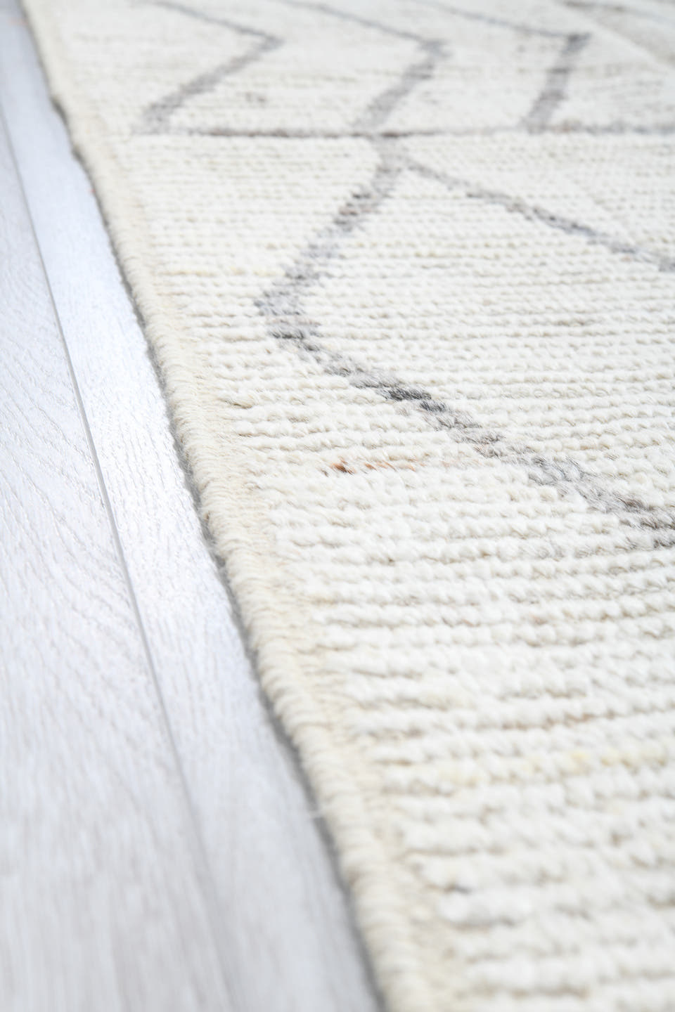 4' x 19' one-of-a-kind handmade vintage Tulu runner rug. Color palette: ivory, light gray, taupe, cream, beige, gray