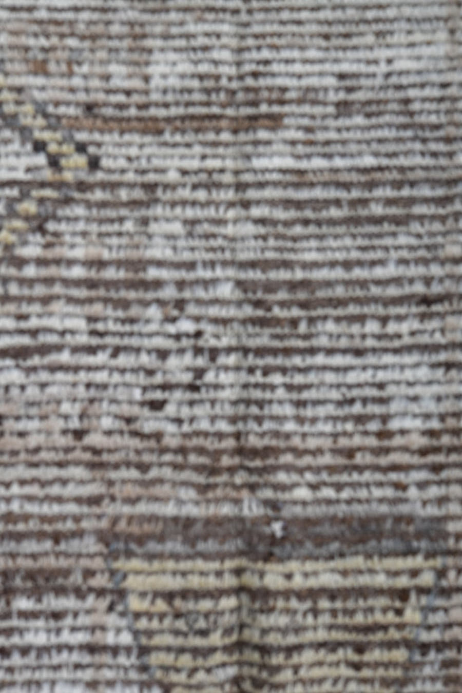 3' x 14' one-of-a-kind handmade vintage Tulu runner rug. Color palette: ivory, brown, taupe, charcoal, cream, beige, gray