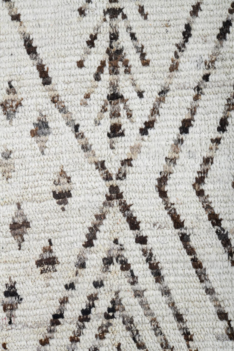 4' x 18' one-of-a-kind handmade vintage Tulu runner rug. Color palette: ivory, charcoal, taupe, brown, black, gray, beige