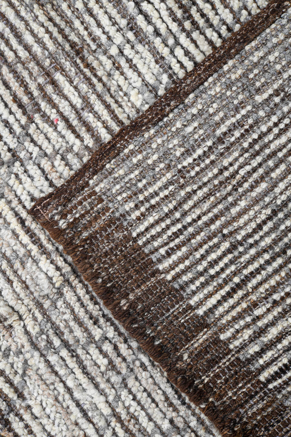 2' x 16' one-of-a-kind handmade vintage Tulu runner rug. Color palette: ivory, brown, taupe, charcoal, beige, gray, black
