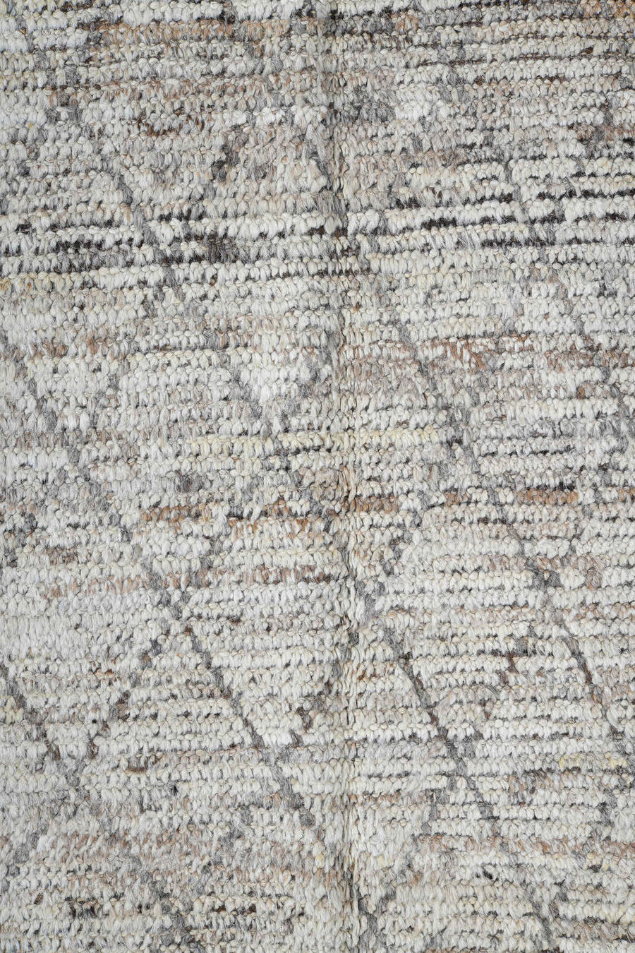 2' x 16' one-of-a-kind handmade vintage Tulu runner rug. Color palette: ivory, brown, taupe, camel, charcoal, beige, gray