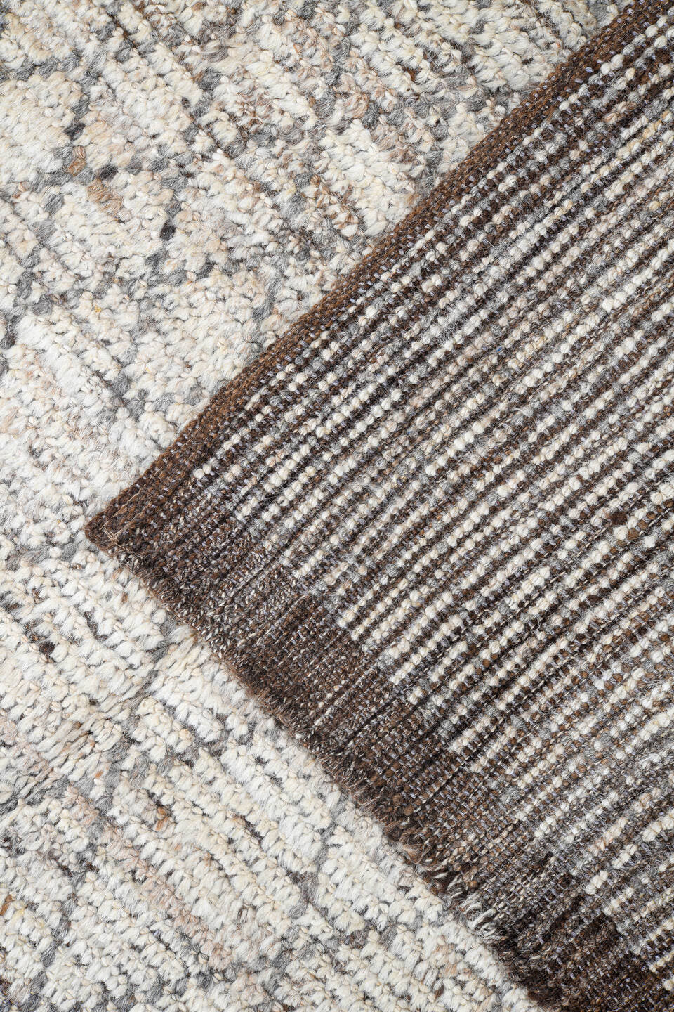 2' x 16' one-of-a-kind handmade vintage Tulu runner rug. Color palette: ivory, brown, taupe, camel, charcoal, beige, gray
