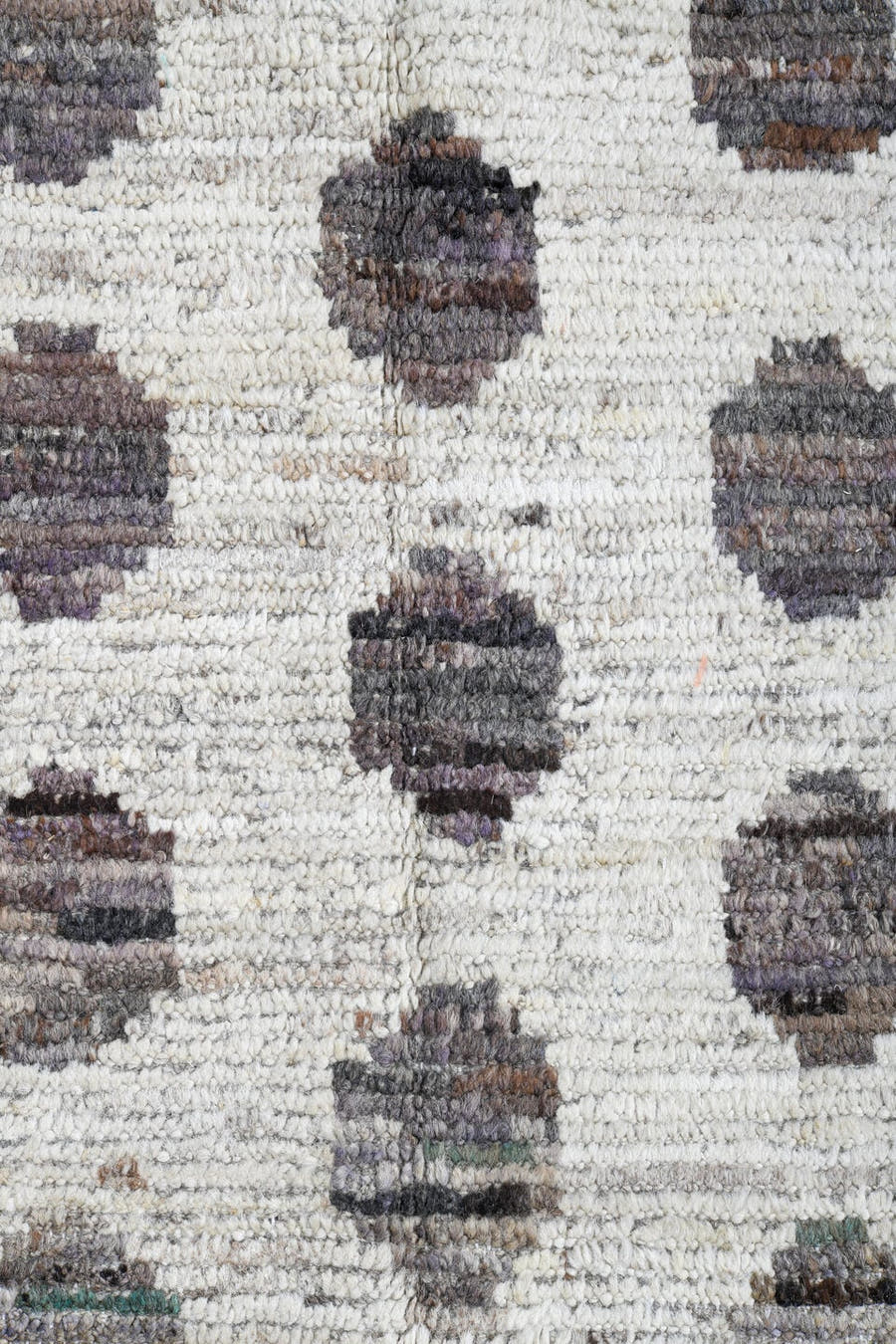 3' x 19' one-of-a-kind handmade vintage Tulu runner rug. Color palette: ivory, taupe, brown, charcoal, sage, beige, gray