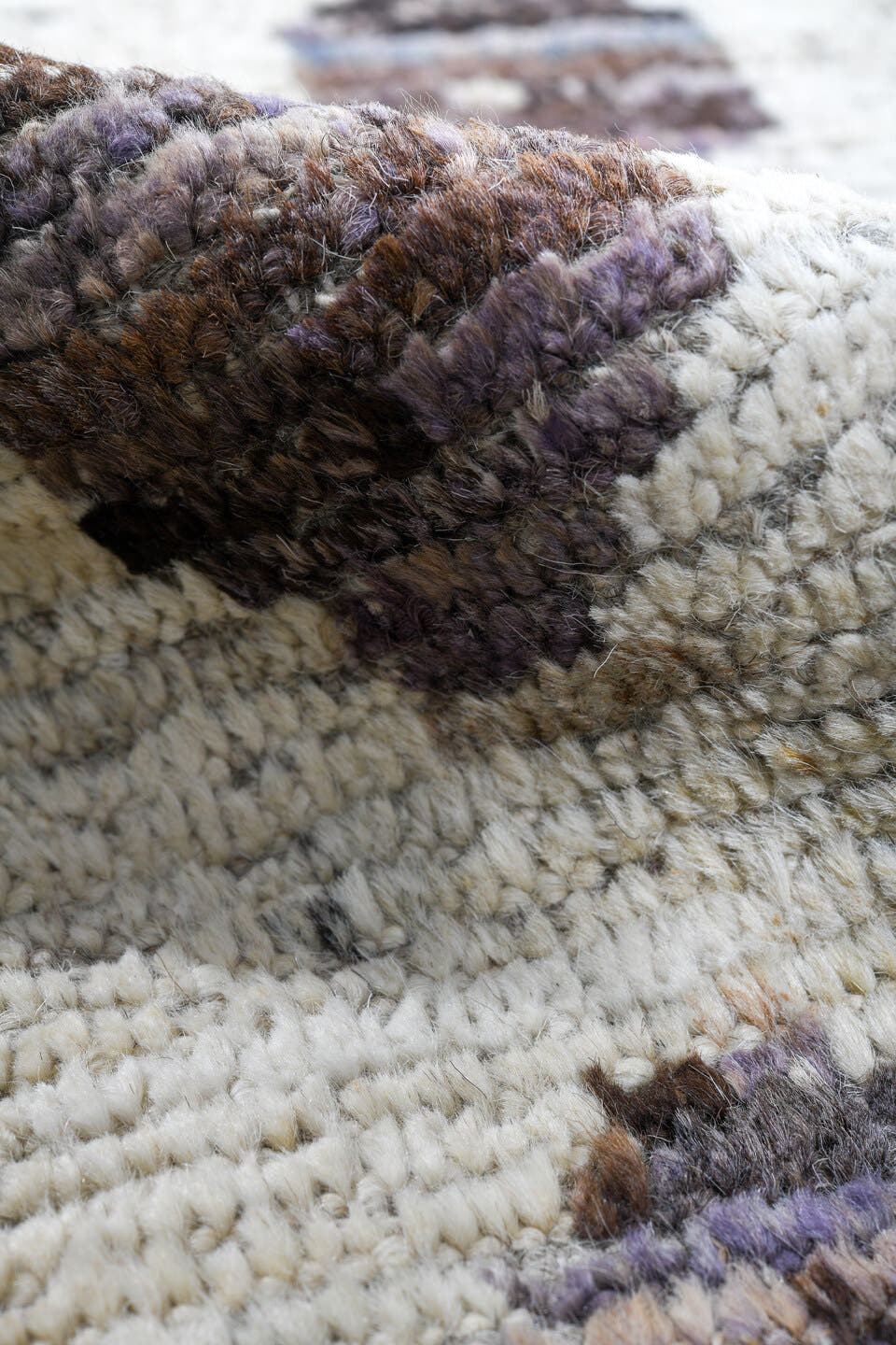 3' x 19' one-of-a-kind handmade vintage Tulu runner rug. Color palette: ivory, taupe, brown, charcoal, sage, beige, gray