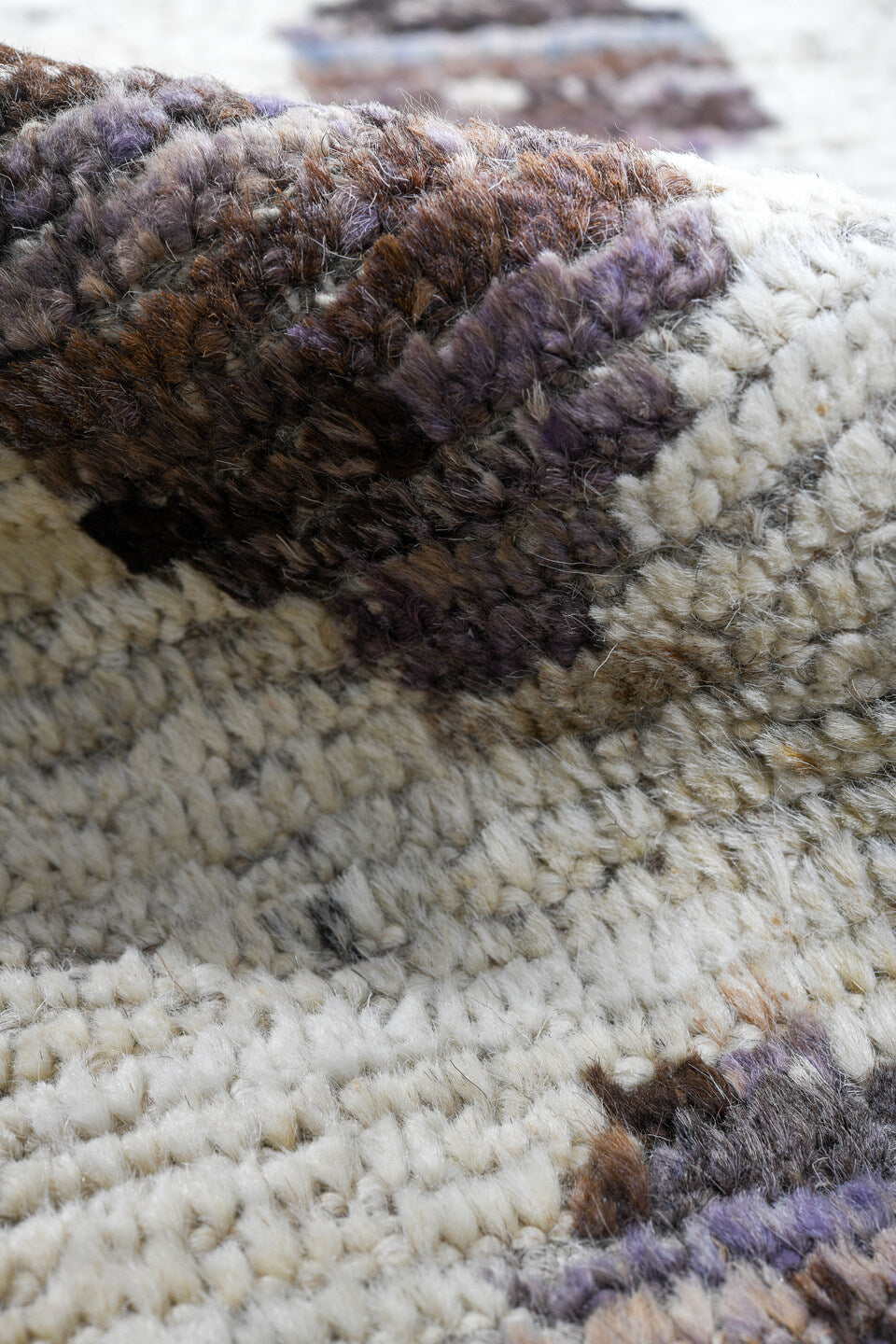 3' x 19' one-of-a-kind handmade vintage Tulu runner rug. Color palette: ivory, taupe, brown, charcoal, sage, beige, gray