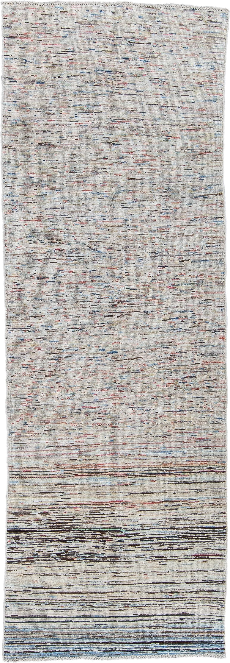 2' x 7' one-of-a-kind handmade vintage Tulu runner rug. Color palette: ivory, charcoal, slate, sky_blue, rust, taupe, gray