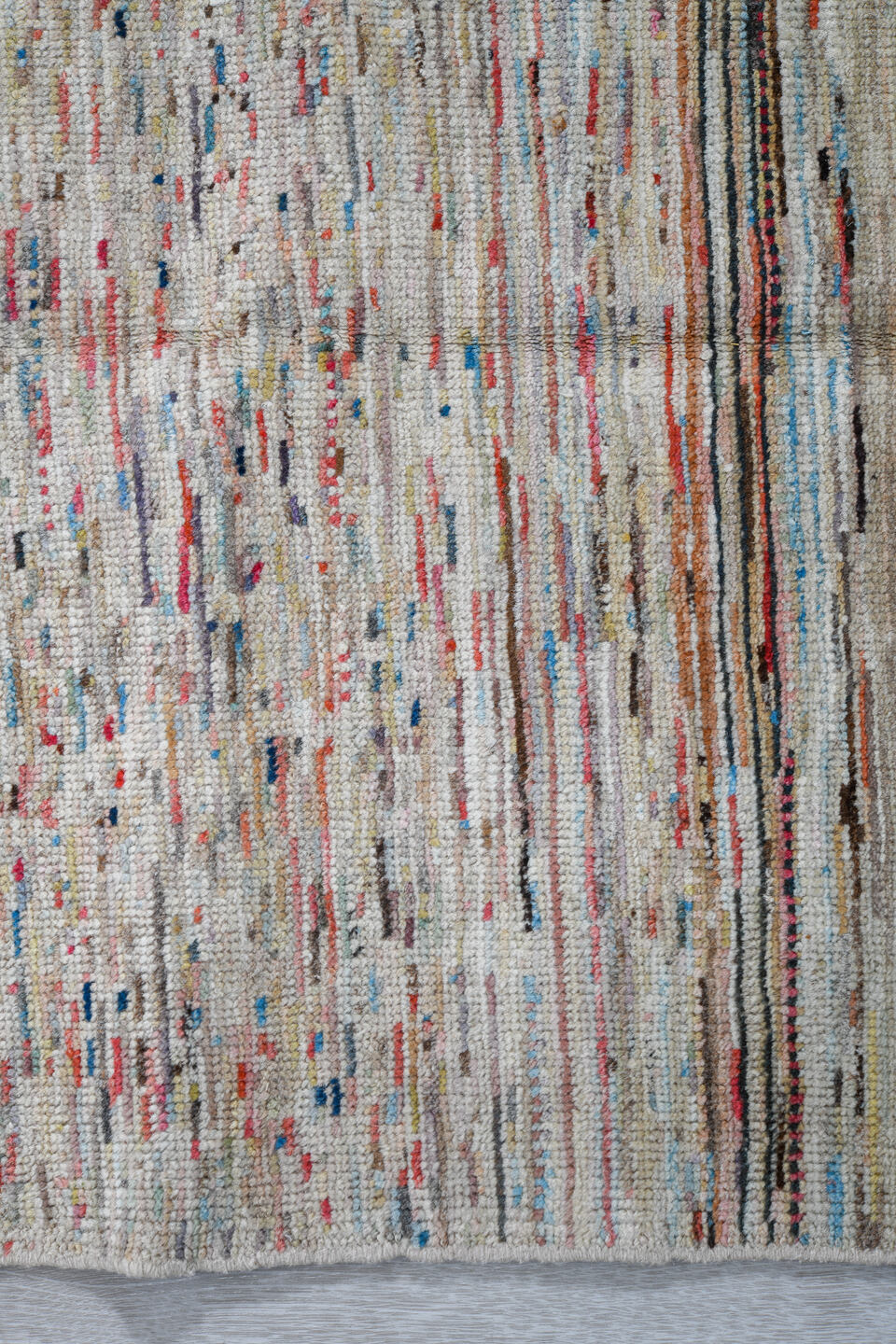 2' x 7' one-of-a-kind handmade vintage Tulu runner rug. Color palette: ivory, charcoal, slate, sky_blue, rust, taupe, gray