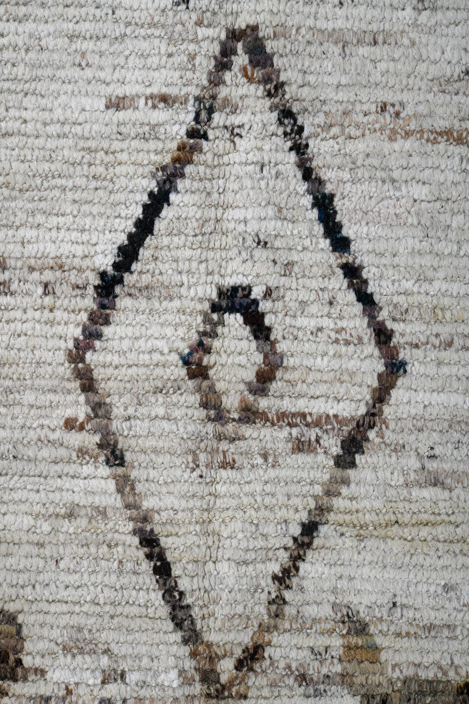 3' x 16' one-of-a-kind handmade vintage Tulu runner rug. Color palette: ivory, taupe, brown, camel, gray, beige