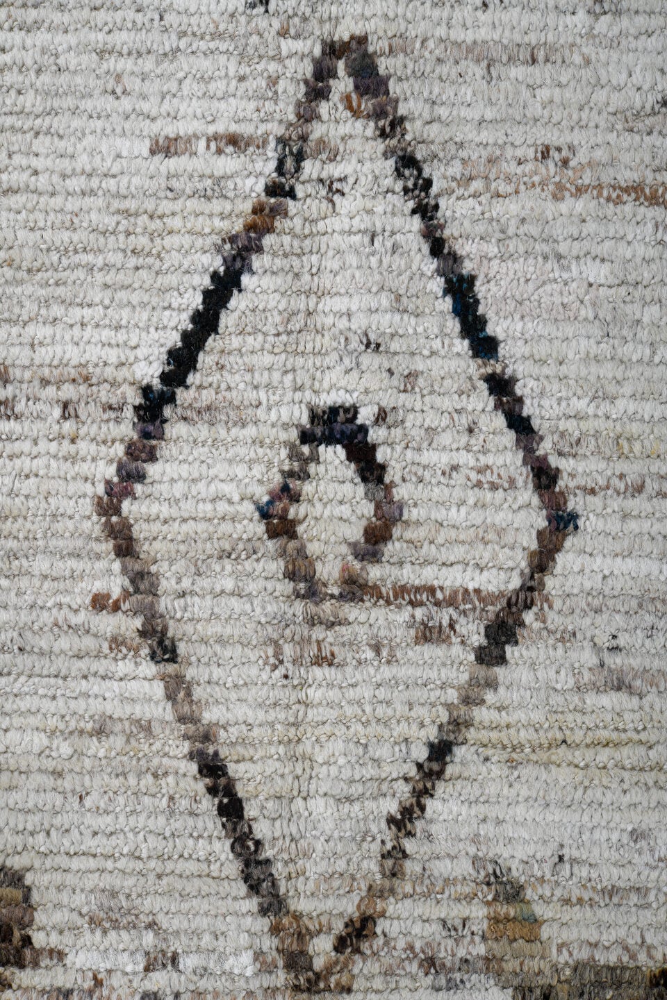 3' x 16' one-of-a-kind handmade vintage Tulu runner rug. Color palette: ivory, taupe, brown, camel, gray, beige