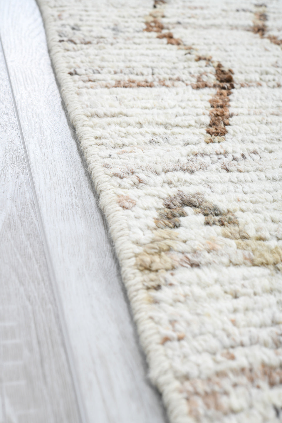 3' x 16' one-of-a-kind handmade vintage Tulu runner rug. Color palette: ivory, taupe, brown, camel, gray, beige