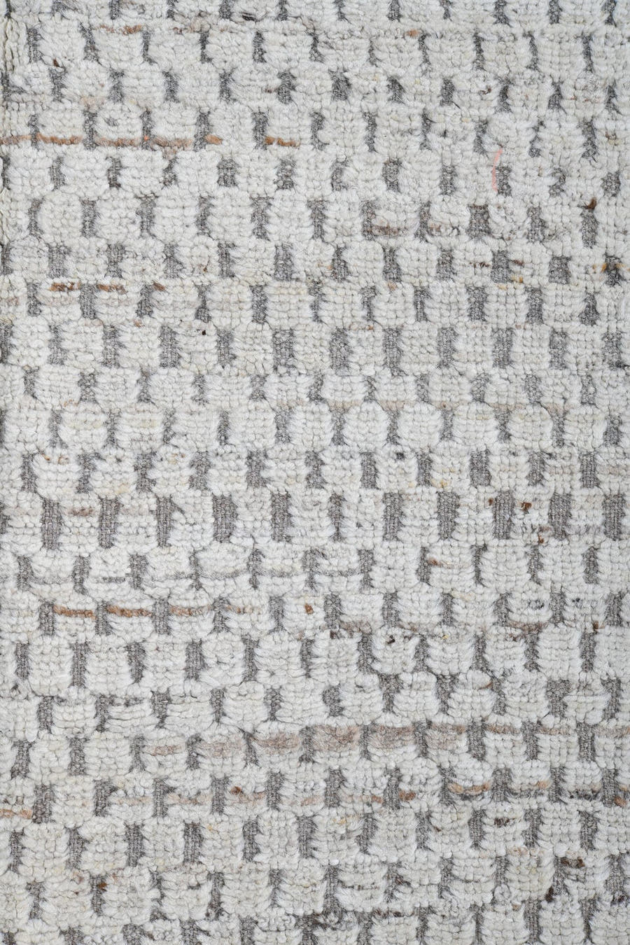 3' x 9' one-of-a-kind handmade vintage Tulu runner rug. Color palette: ivory, taupe, light gray, beige, gray