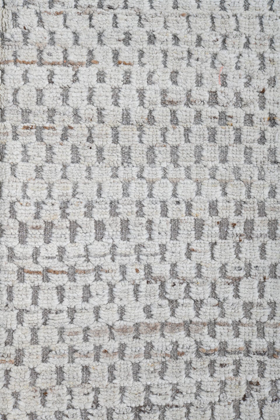 3' x 9' one-of-a-kind handmade vintage Tulu runner rug. Color palette: ivory, taupe, light gray, beige, gray