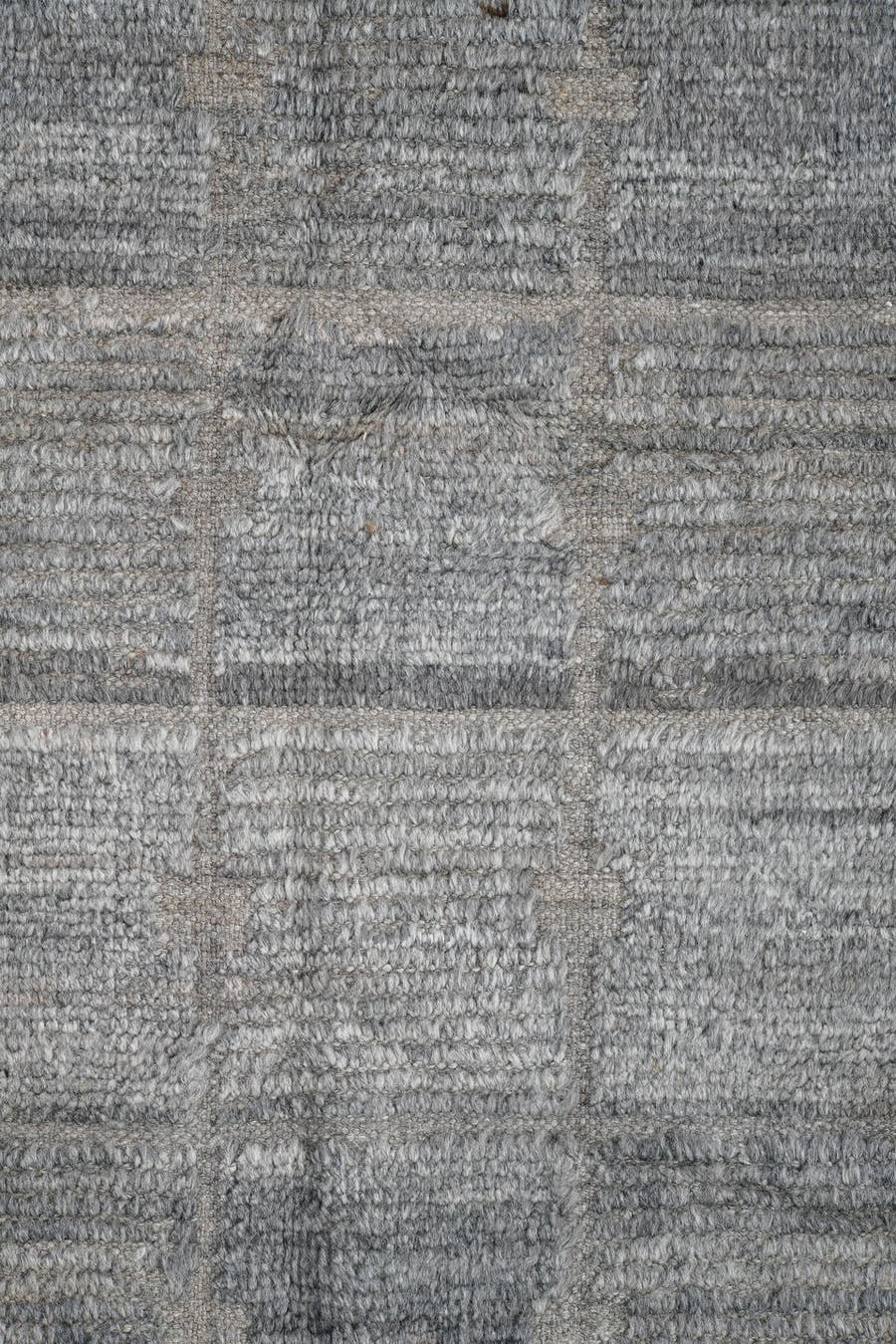 3' x 12' one-of-a-kind handmade vintage Tulu runner rug. Color palette: ivory, slate, blue gray, taupe, charcoal, gray, blue